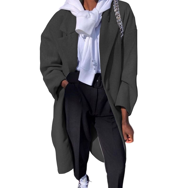 Women's Long Sleeve Fashion Long Trench Coat Image 5