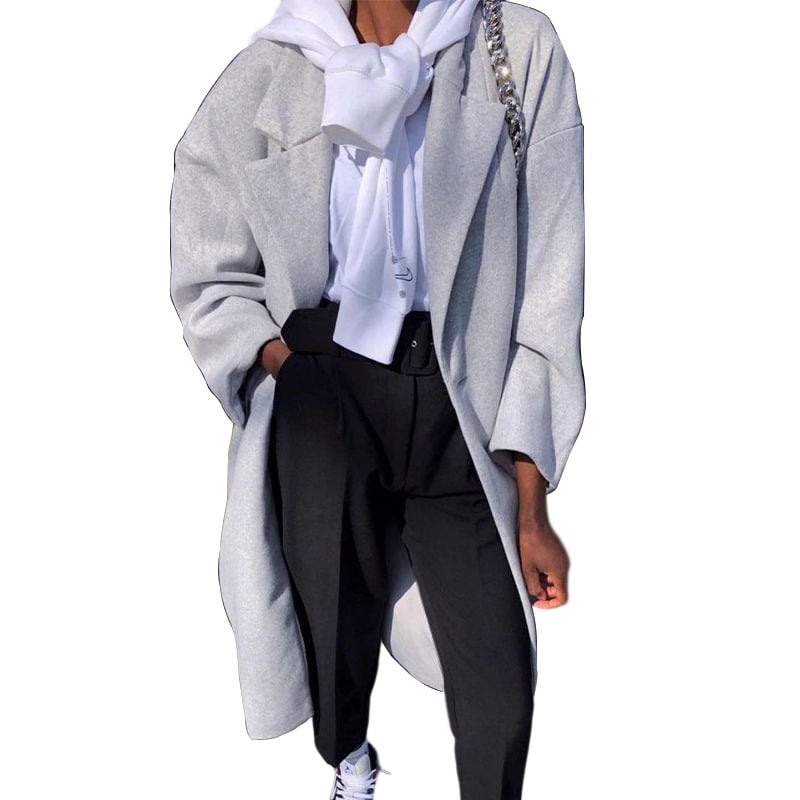 Women's Long Sleeve Fashion Long Trench Coat Image 6