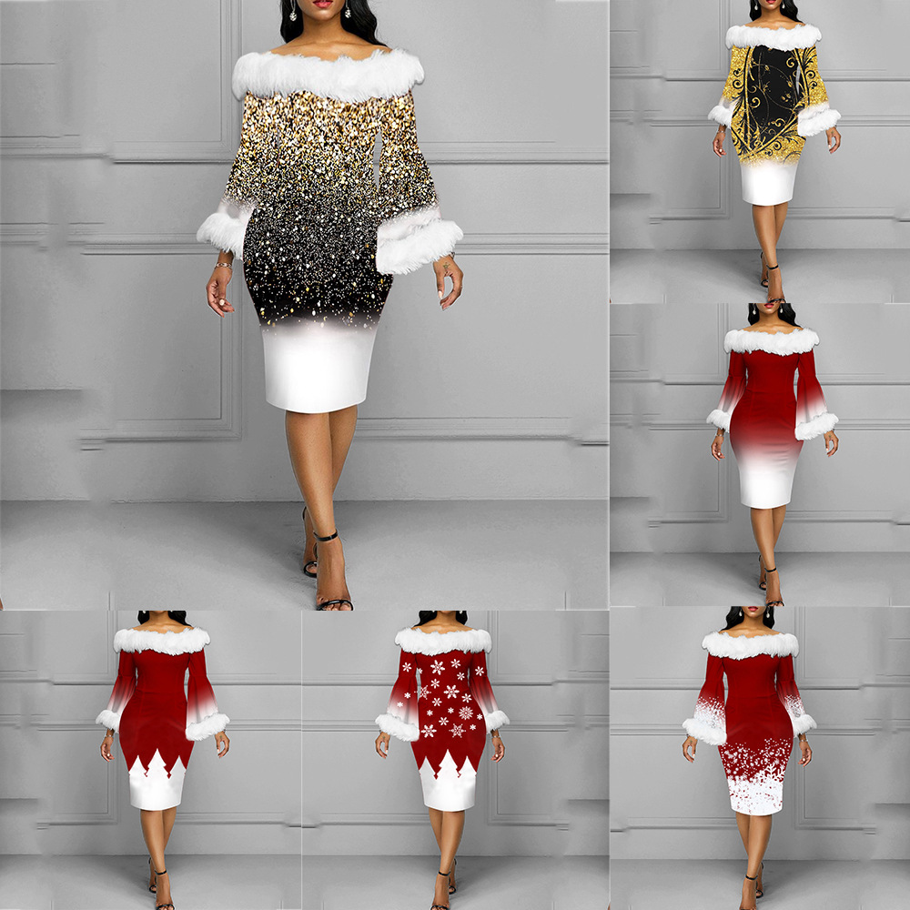 Christmas Fashion Long Sleeve Dress Image 2