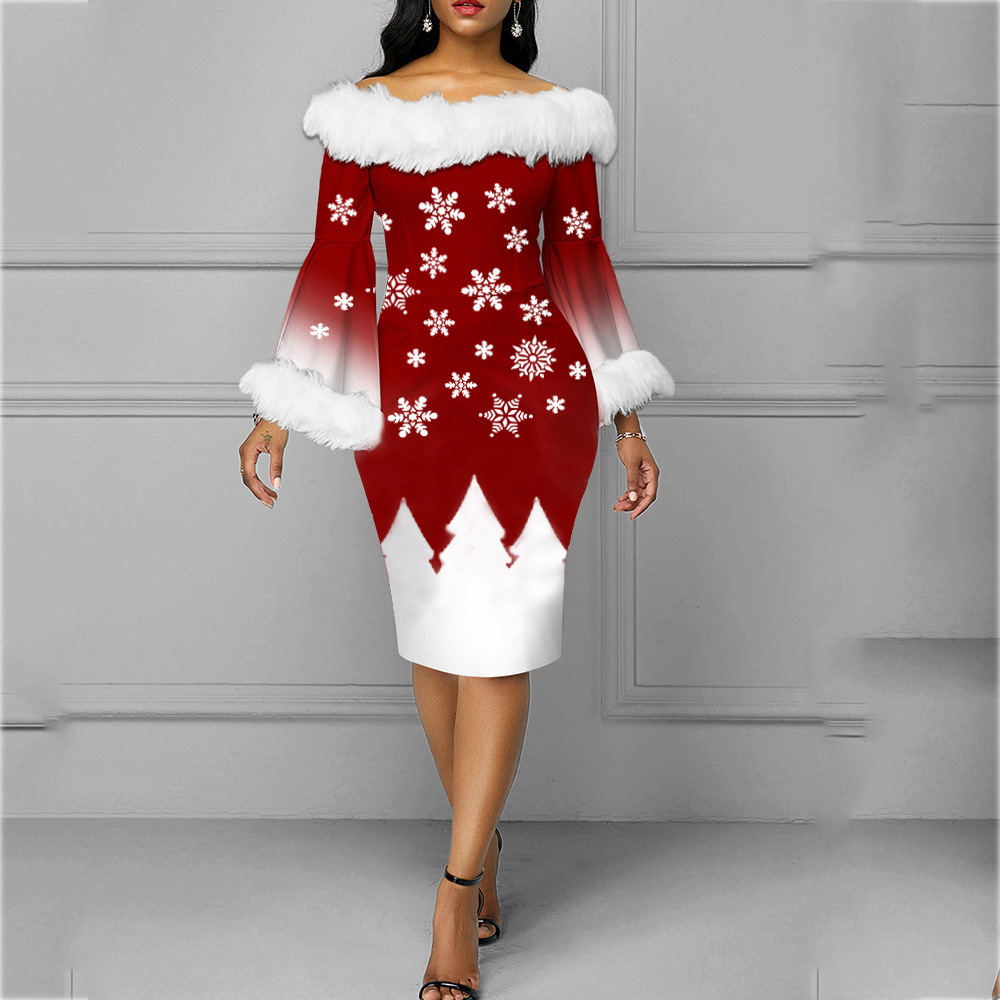 Christmas Fashion Long Sleeve Dress Image 4