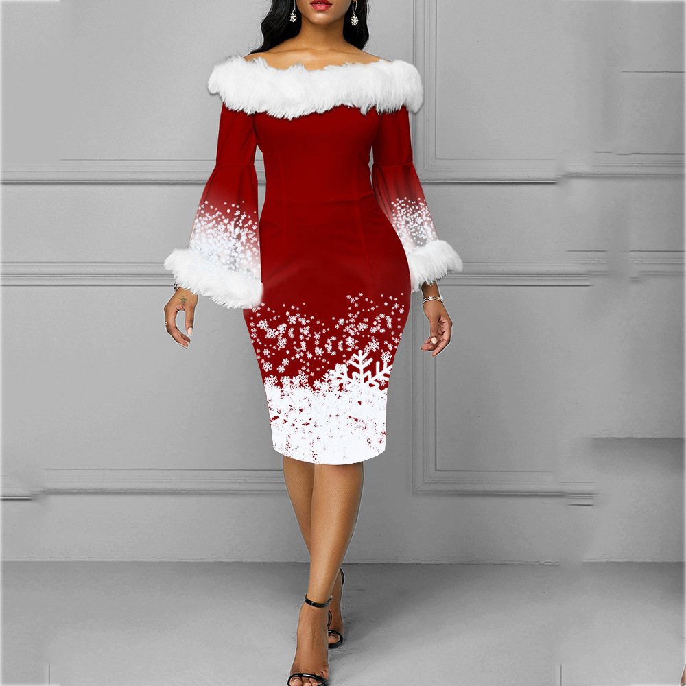 Christmas Fashion Long Sleeve Dress Image 5