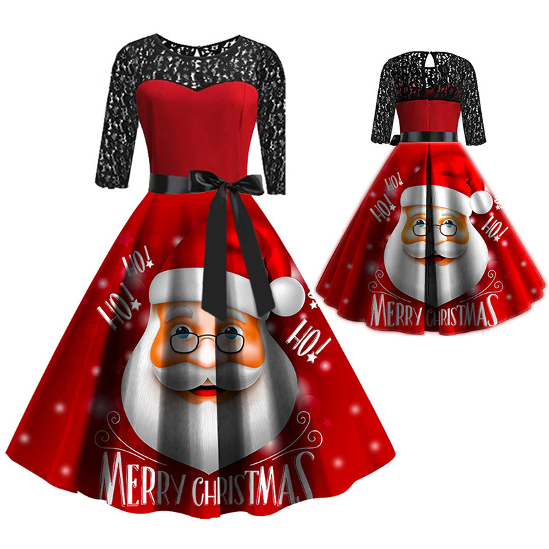Christmas Lace Stitching Dress Image 2