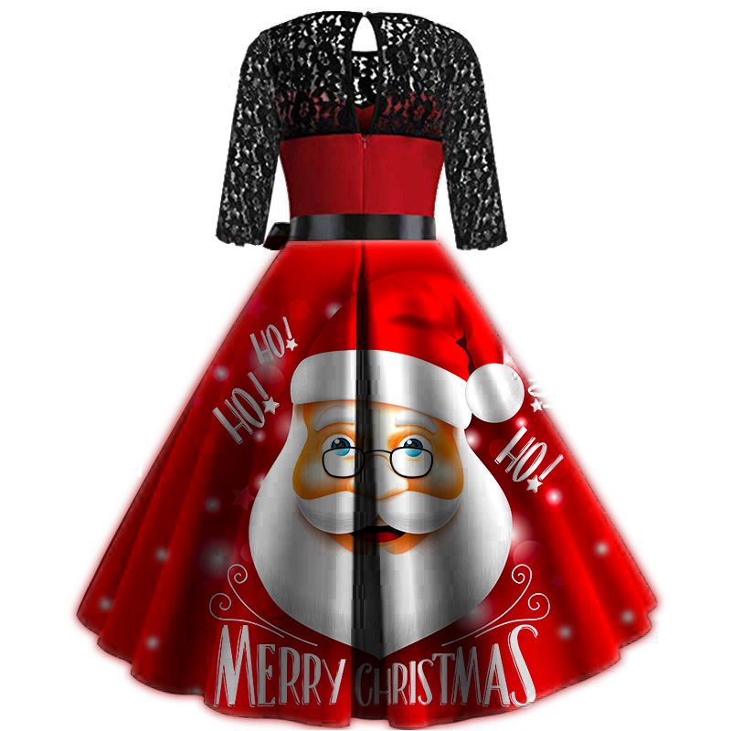 Christmas Lace Stitching Dress Image 4