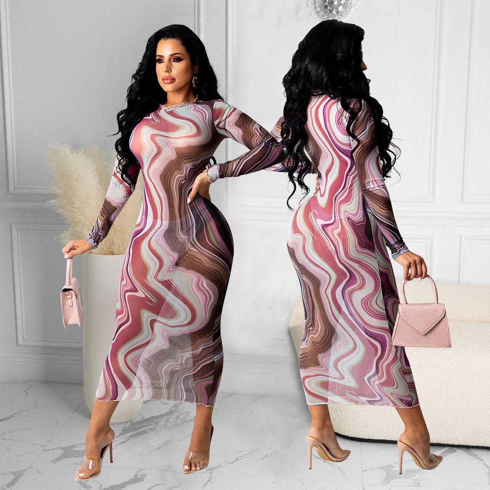 Women's See-through Printed Dress 2