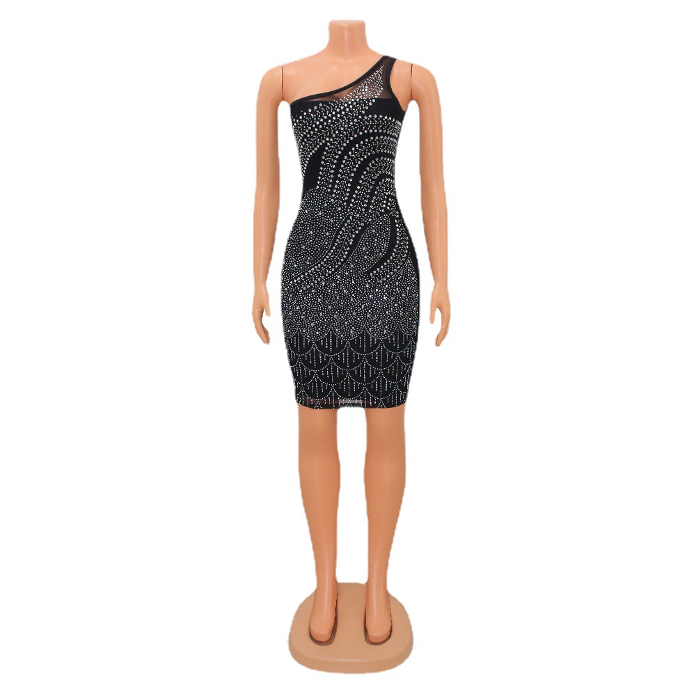 Women's Tight Mesh Rhinestone Dress - Image 6