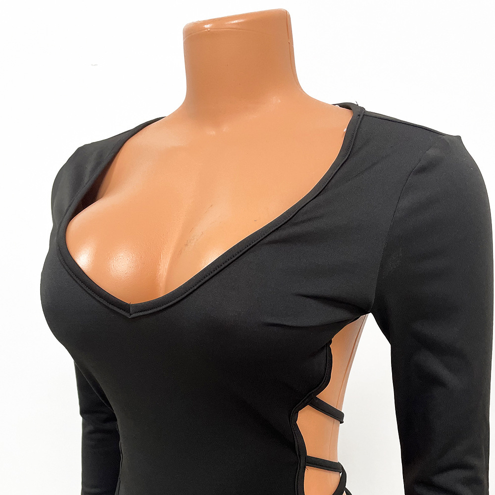 Hollow Out V-neck Dress Side View