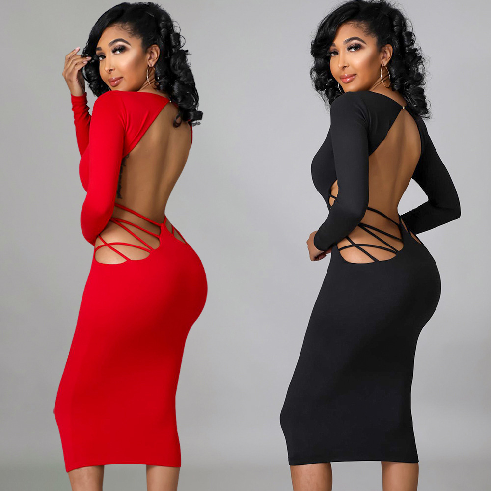 Hollow Out V-neck Dress Close Up