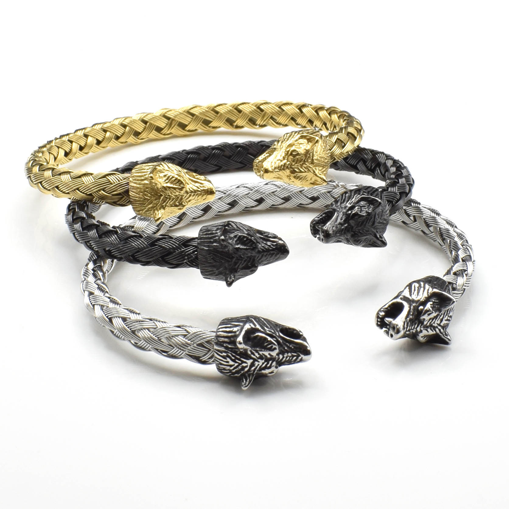 Viking Wolf Head Bracelet - Image 2