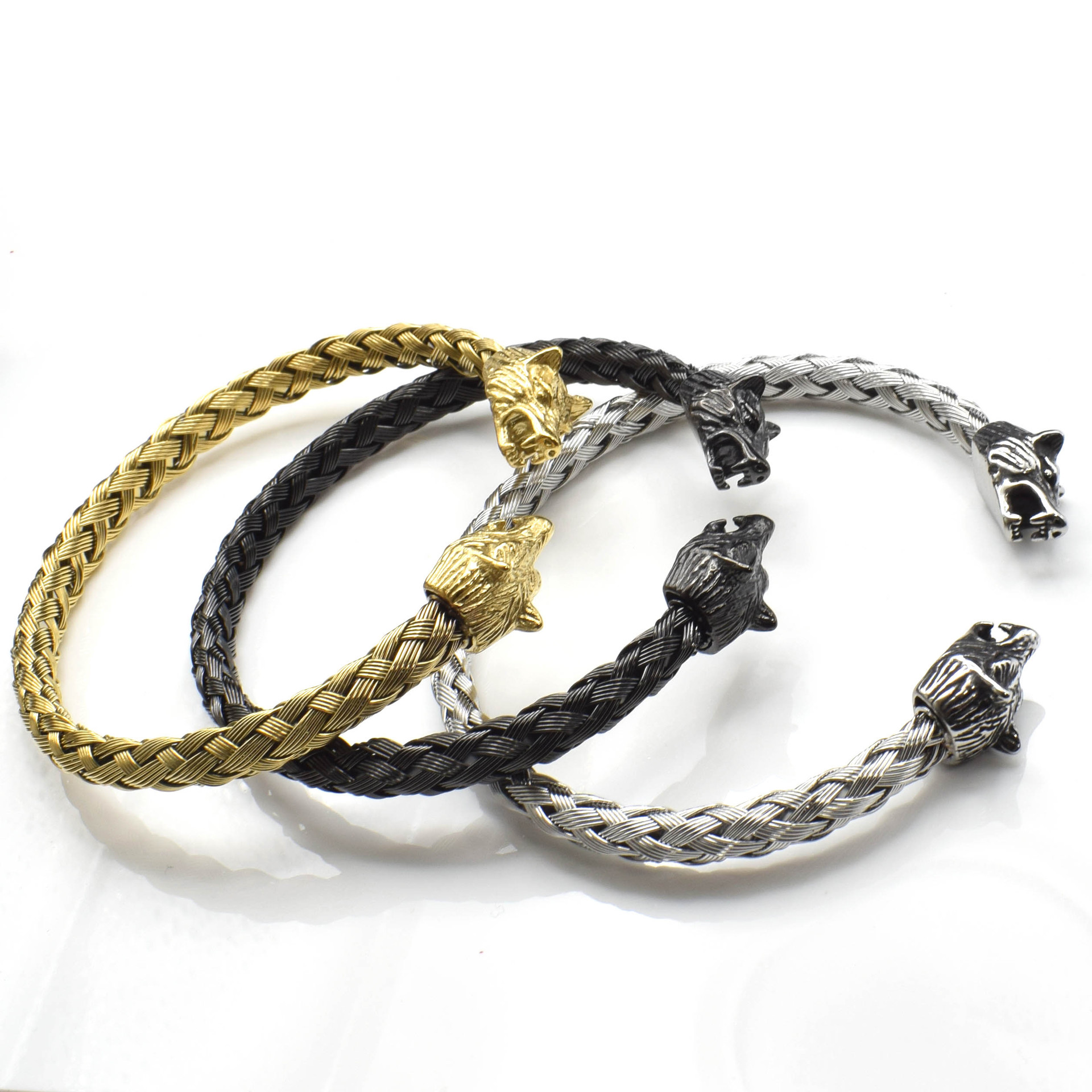 Viking Wolf Head Bracelet - Image 3