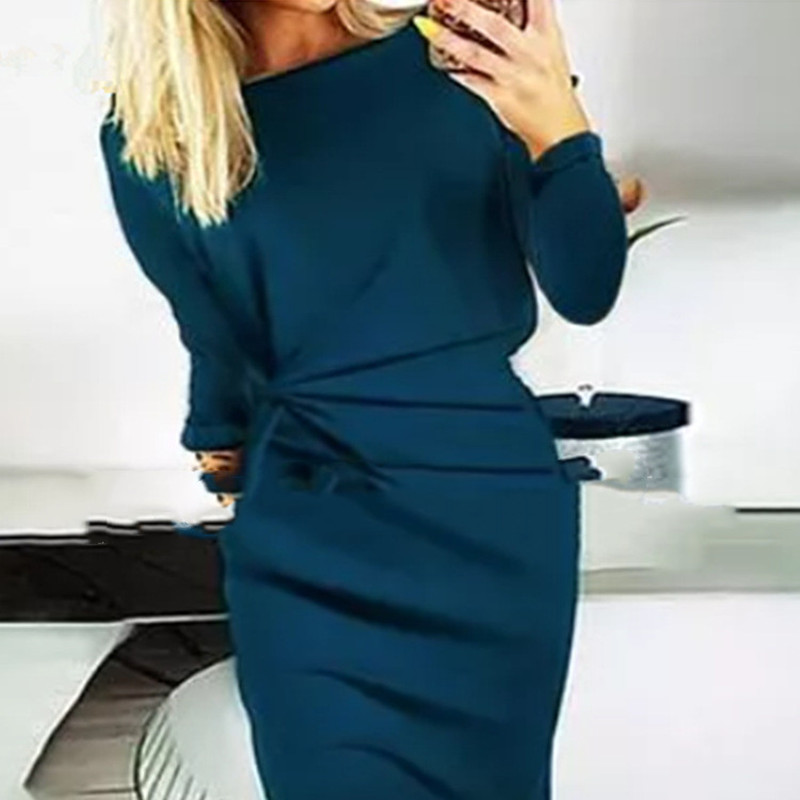 Pullover Round Neck Long Sleeves Dress Image 2