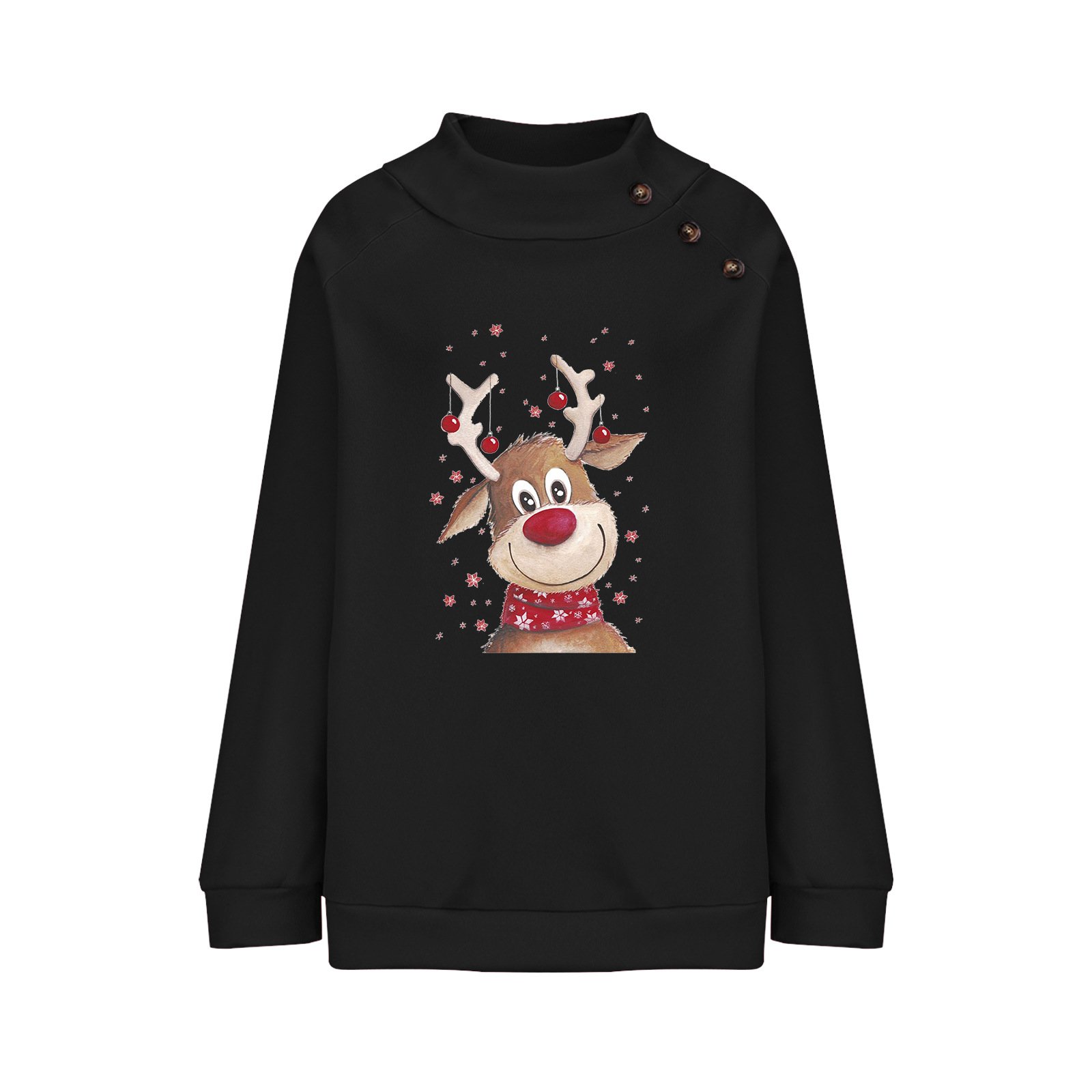 Fawn Christmas Loose Long Sleeve Sweatshirt - Image 2
