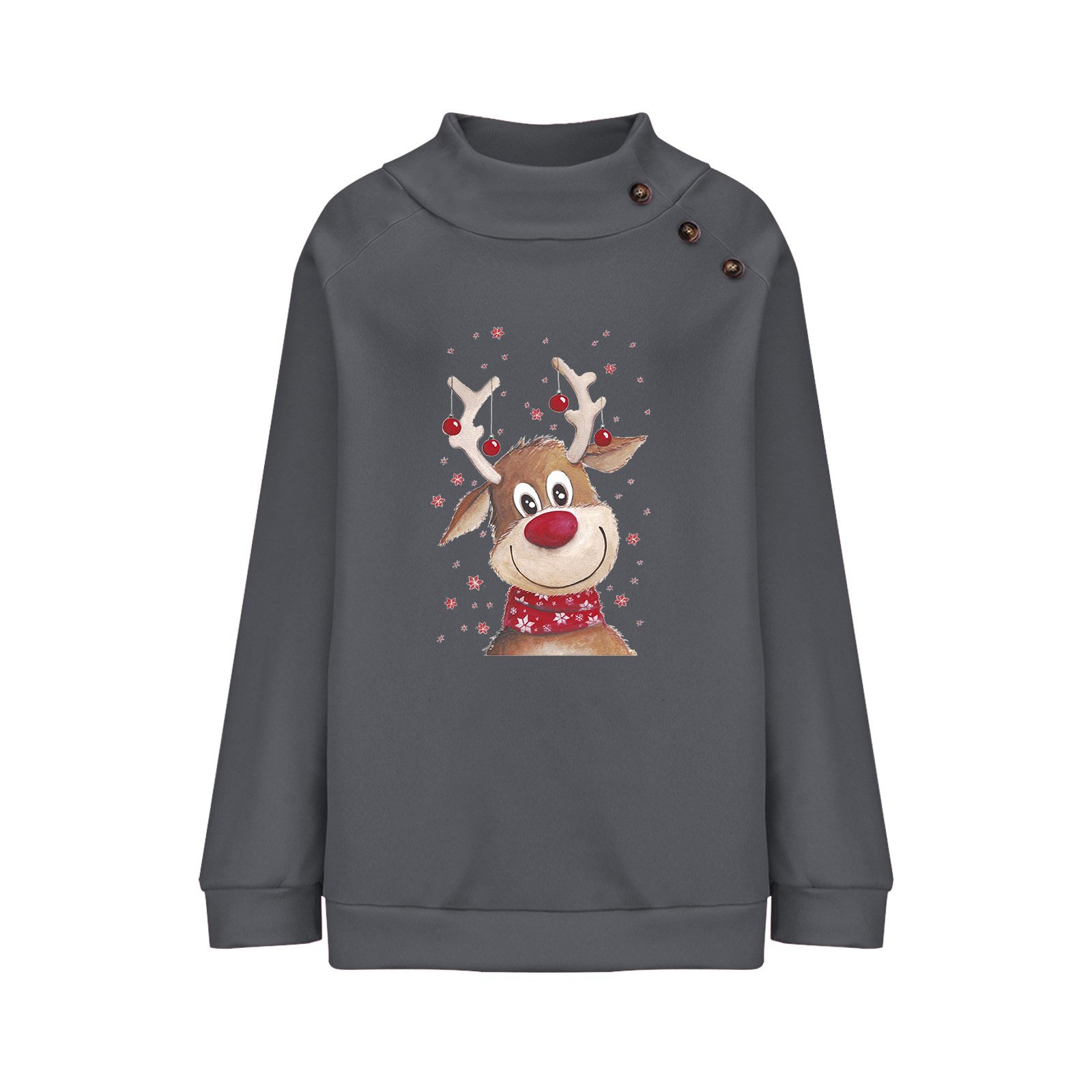 Fawn Christmas Loose Long Sleeve Sweatshirt - Image 3