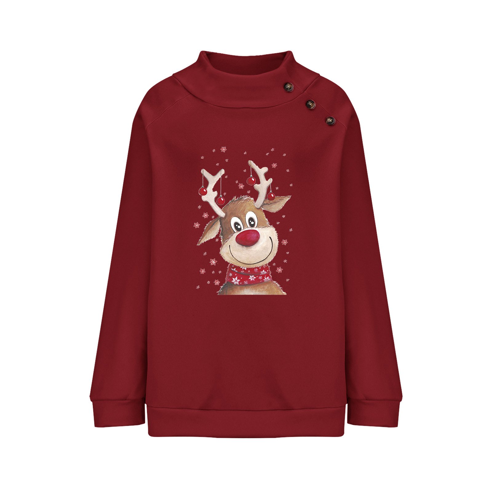 Fawn Christmas Loose Long Sleeve Sweatshirt - Image 4