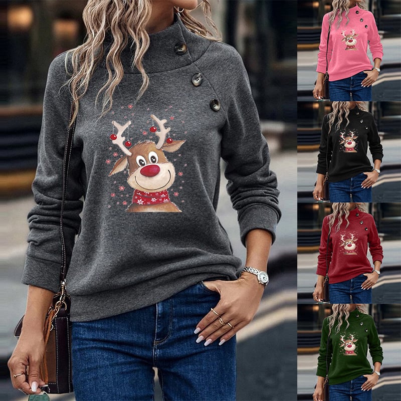 Fawn Christmas Loose Long Sleeve Sweatshirt - Image 7
