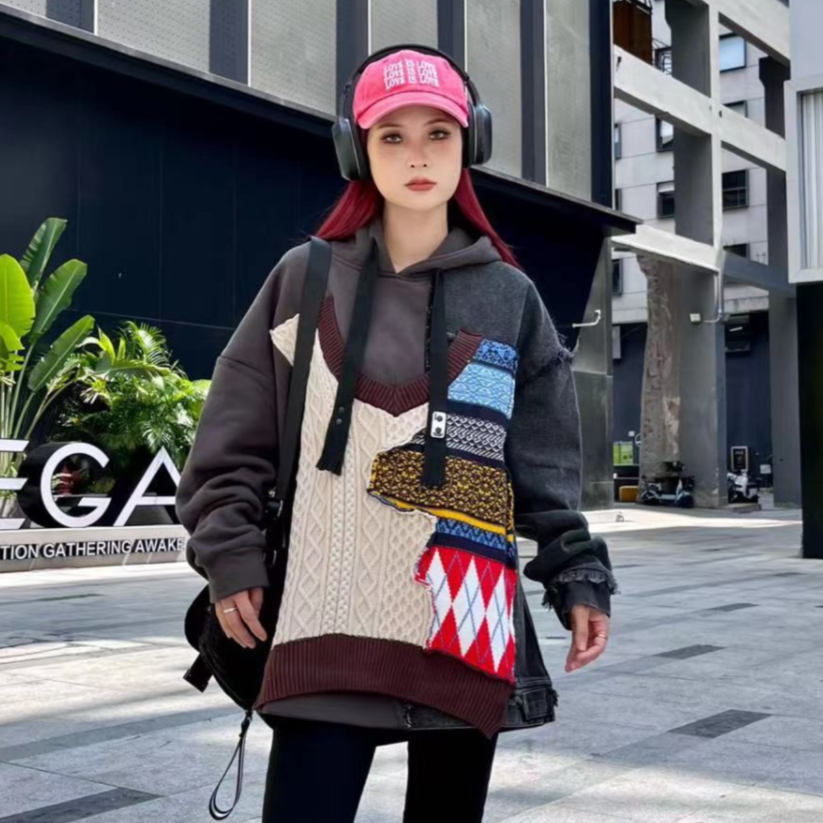 Plus Size Pullover and Fleece Sweater Loose Hooded Coat Image 3