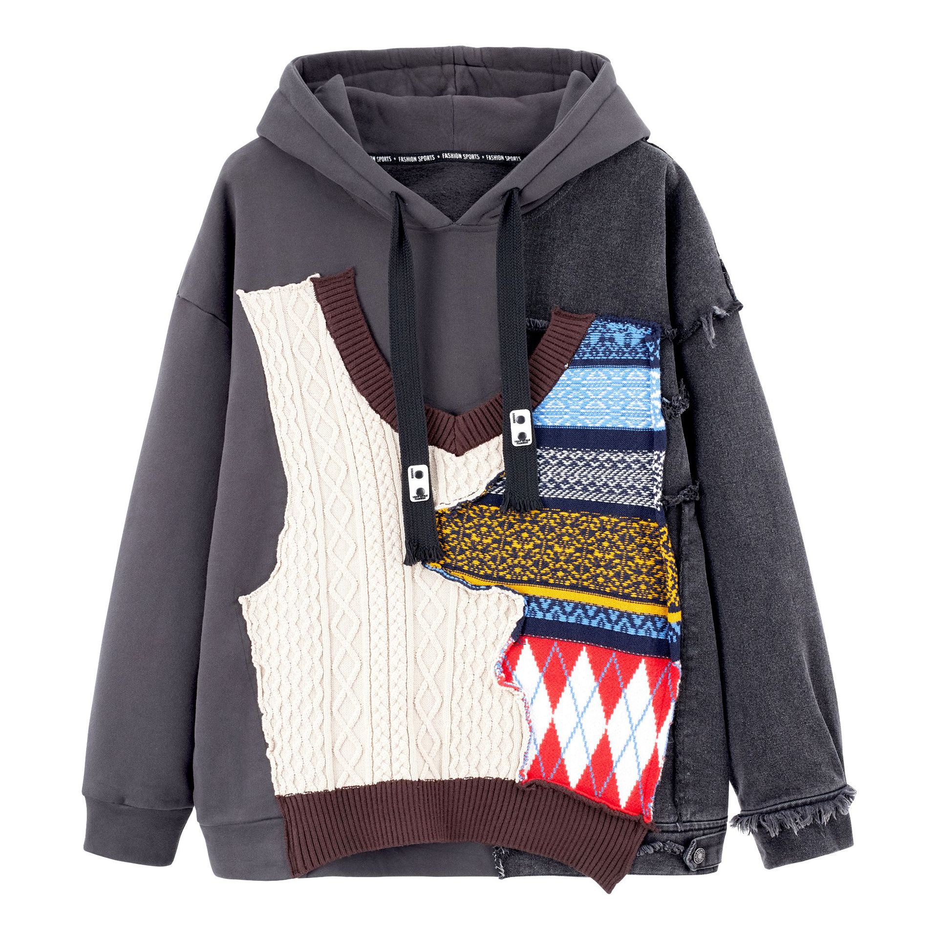 Plus Size Pullover and Fleece Sweater Loose Hooded Coat Image 6