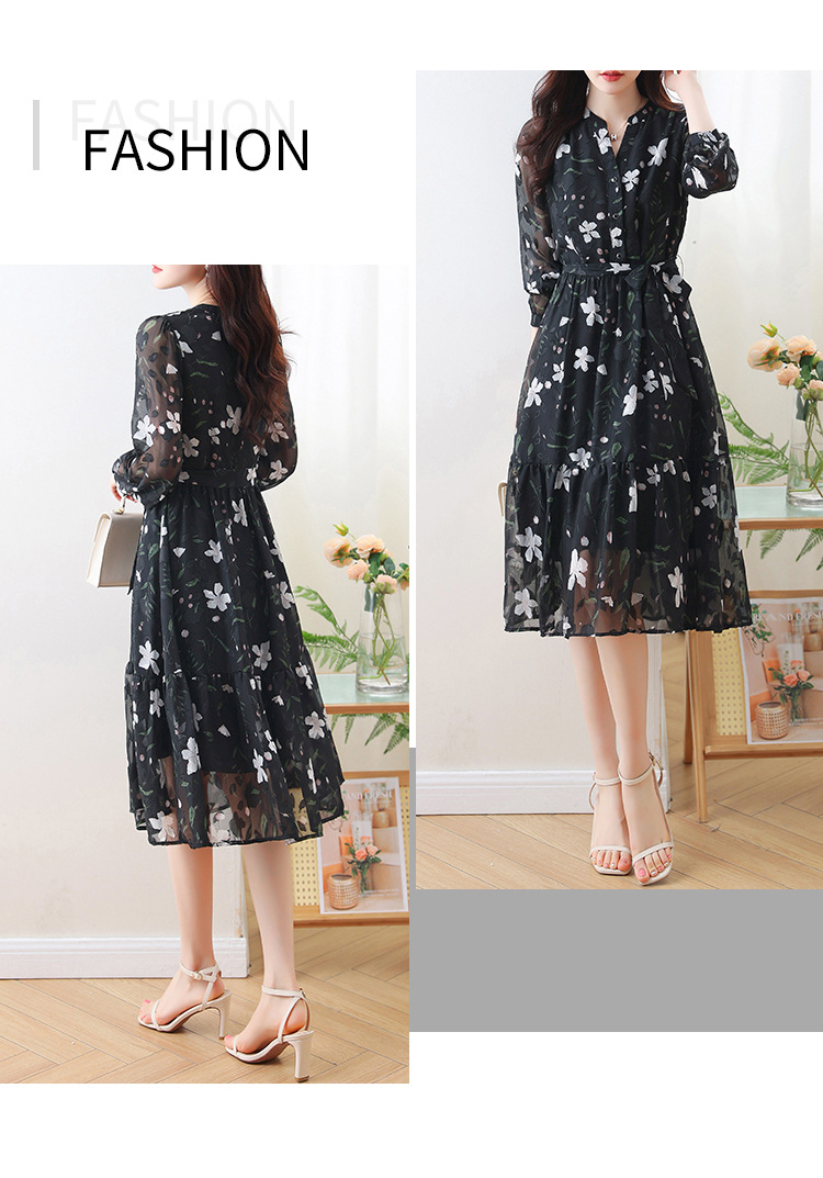 French Style Chiffon Floral Dress Image 7