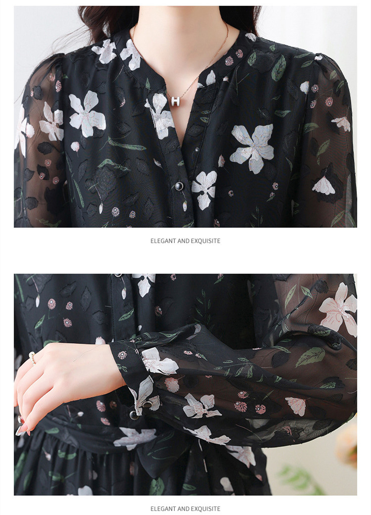 French Style Chiffon Floral Dress Image 8