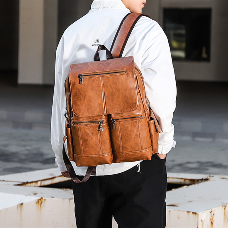 Men's Computer Bag Vintage Canvas Backpack - Lifestyle