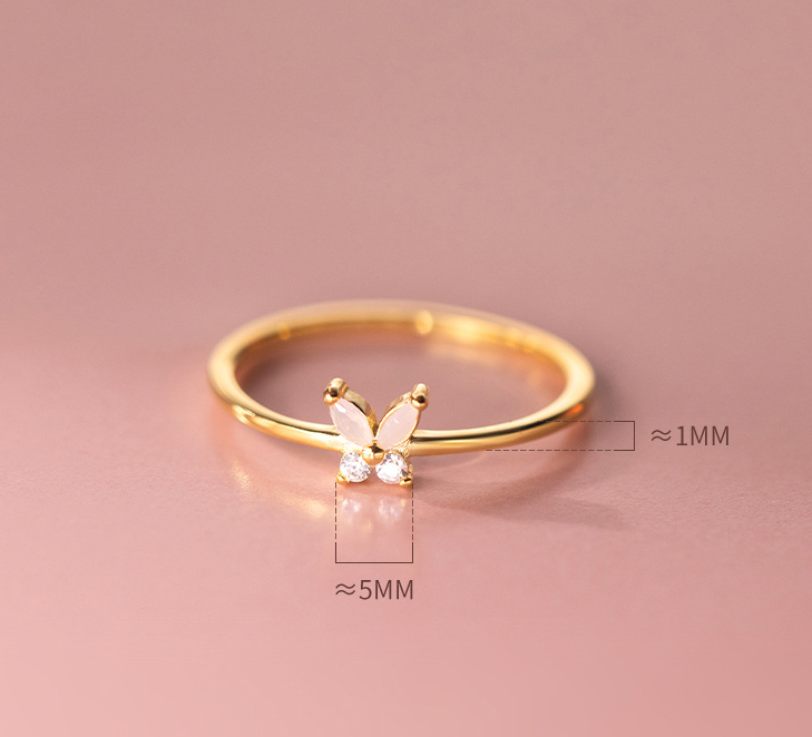 S925 Silver Korean Style Simple Rhinestone Ring Image 1