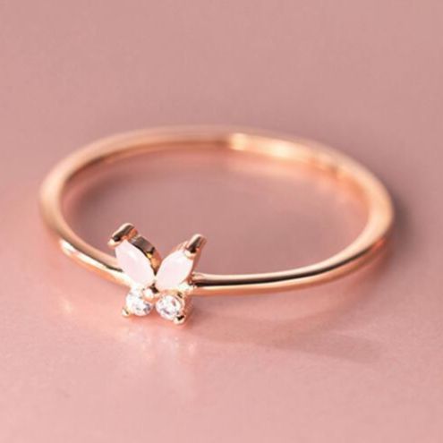 S925 Silver Korean Style Simple Rhinestone Ring Image 4