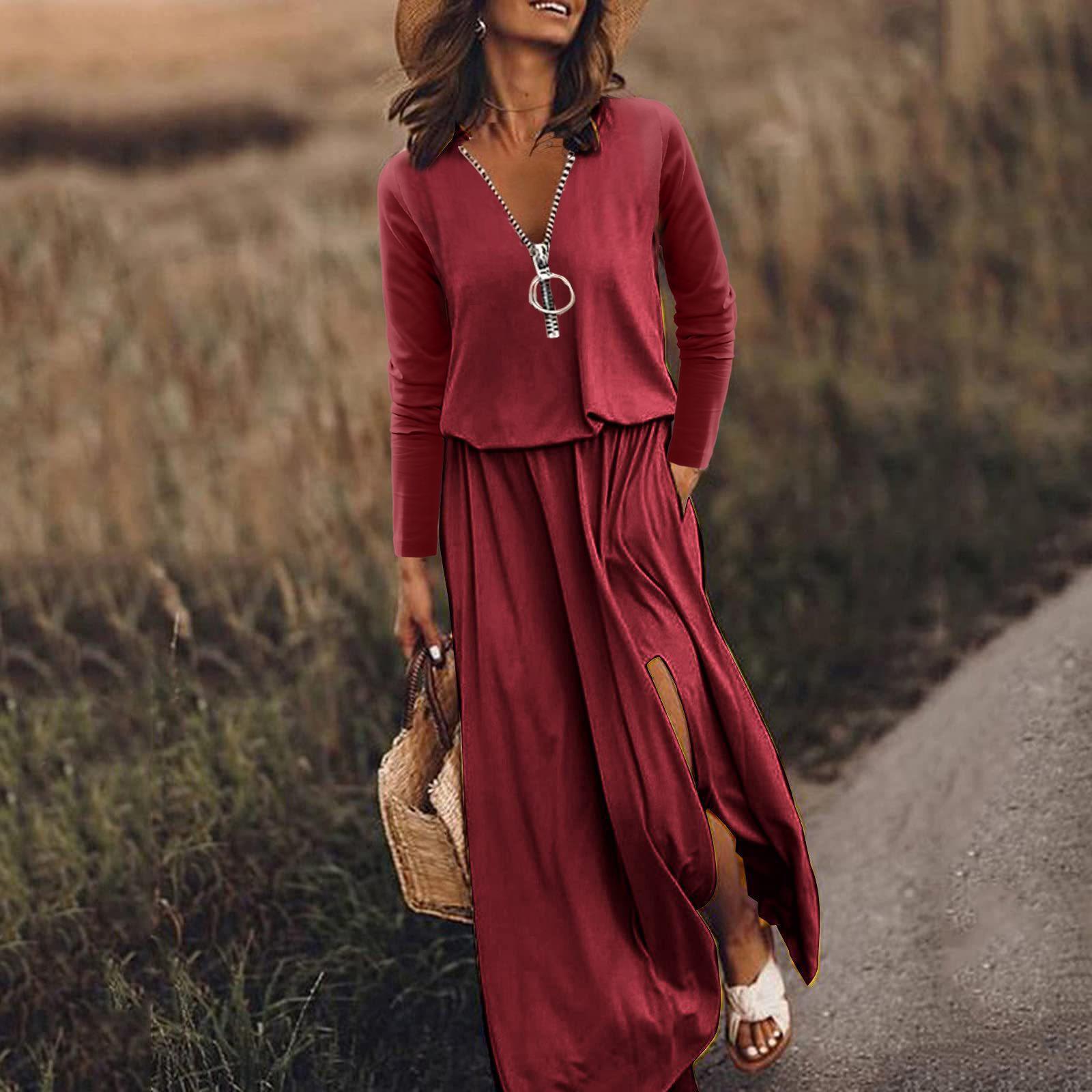 Women's Waist Zipper Letter Printing Dress - Side View