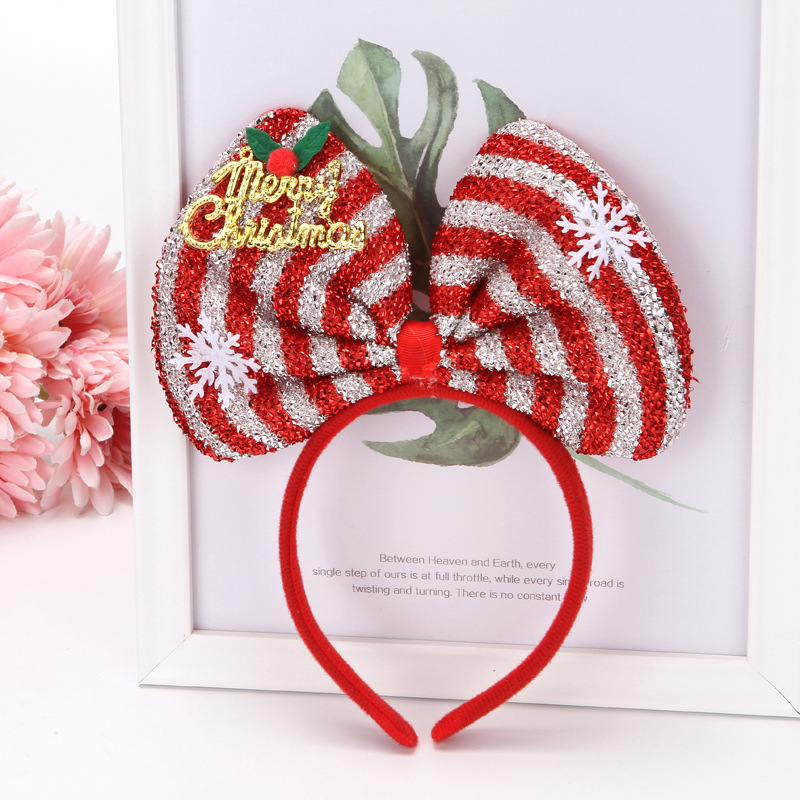 Christmas Sequined Letters Bow Headband Image 2