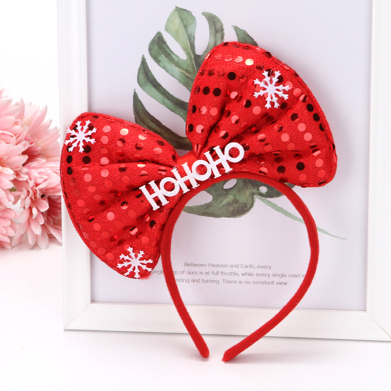 Christmas Sequined Letters Bow Headband Image 3