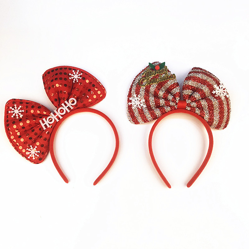 Christmas Sequined Letters Bow Headband Image 5