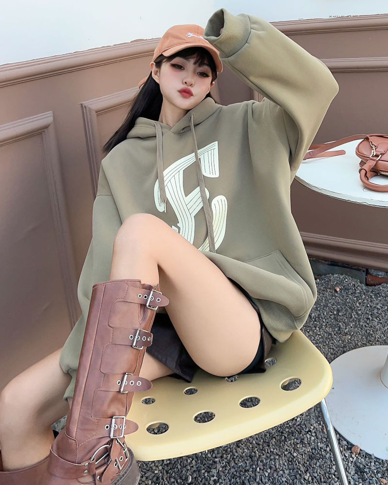 Padded Top Mid-length Velvet Sweatshirt 15