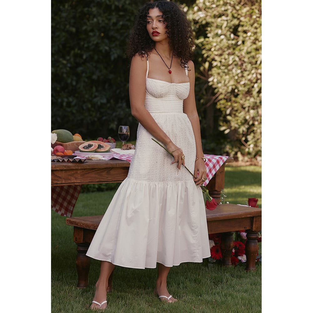 Women's Cotton Linen Jacquard Dress Image 2