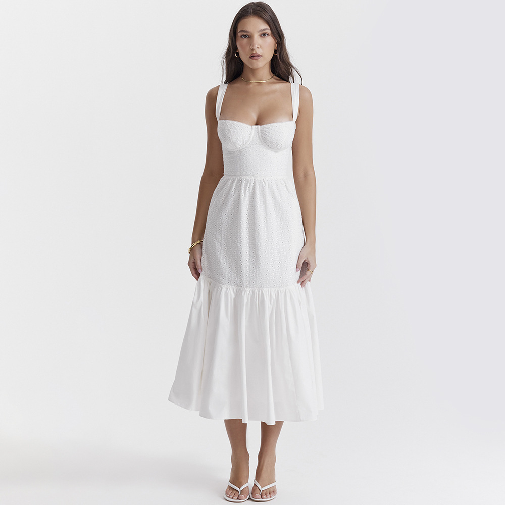 Women's Cotton Linen Jacquard Dress Image 3