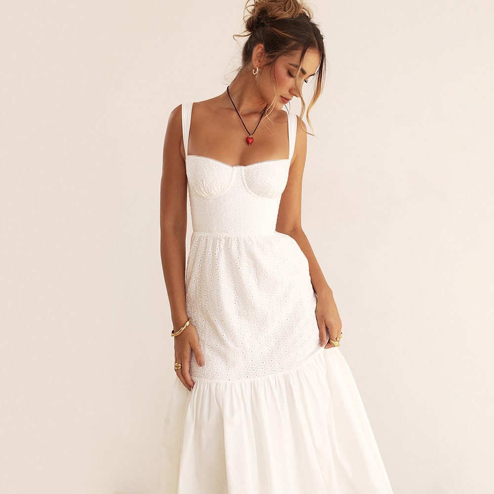 Women's Cotton Linen Jacquard Dress Image 4