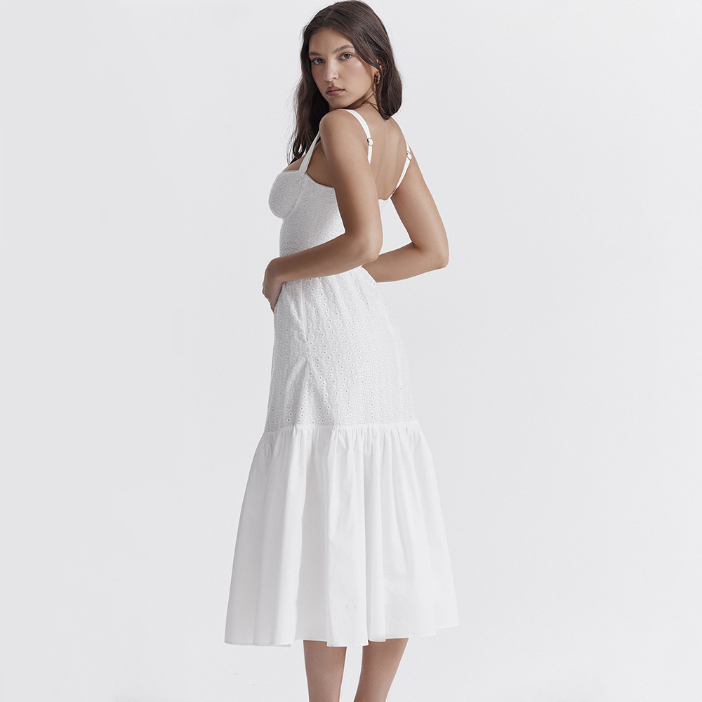 Women's Cotton Linen Jacquard Dress Image 6