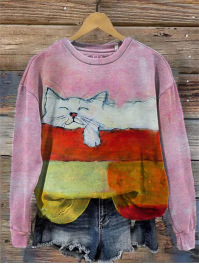 Women's Printed Crew Neck Sweatshirt Image 2
