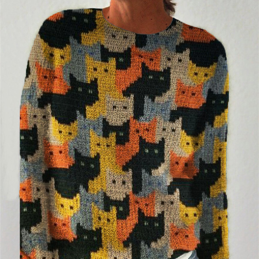 Women's Printed Crew Neck Sweatshirt Image 3