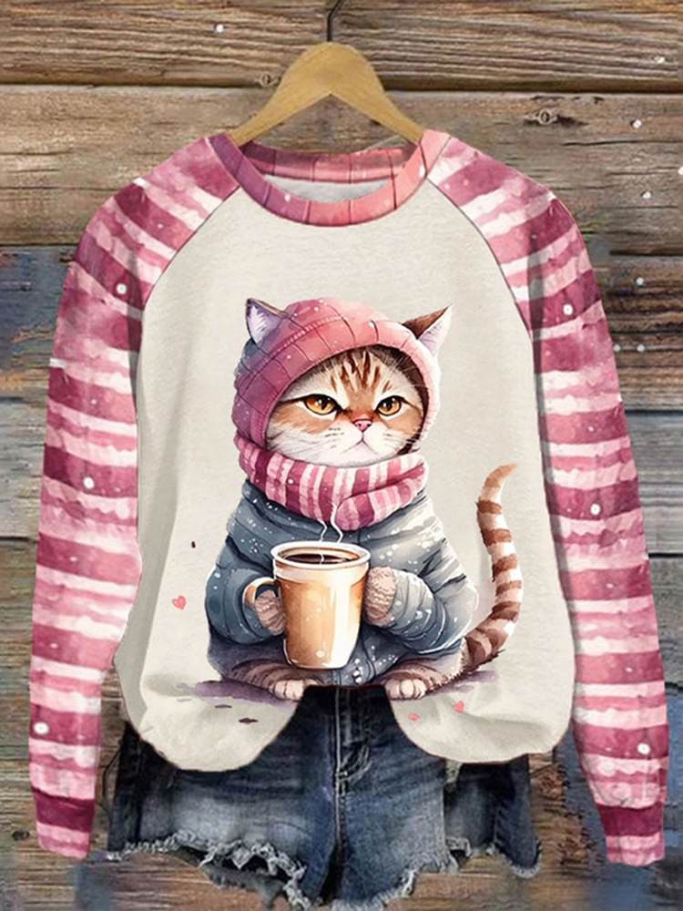 Women's Printed Crew Neck Sweatshirt Image 5