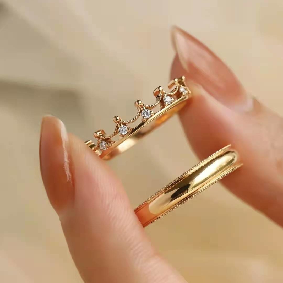Princess Crown Couple Ring Image 1