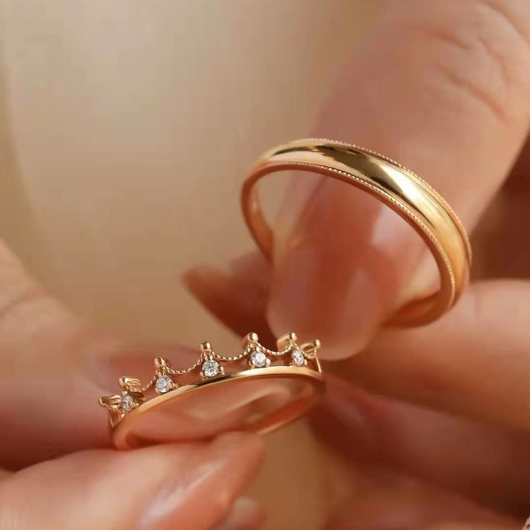 Princess Crown Couple Ring Image 6