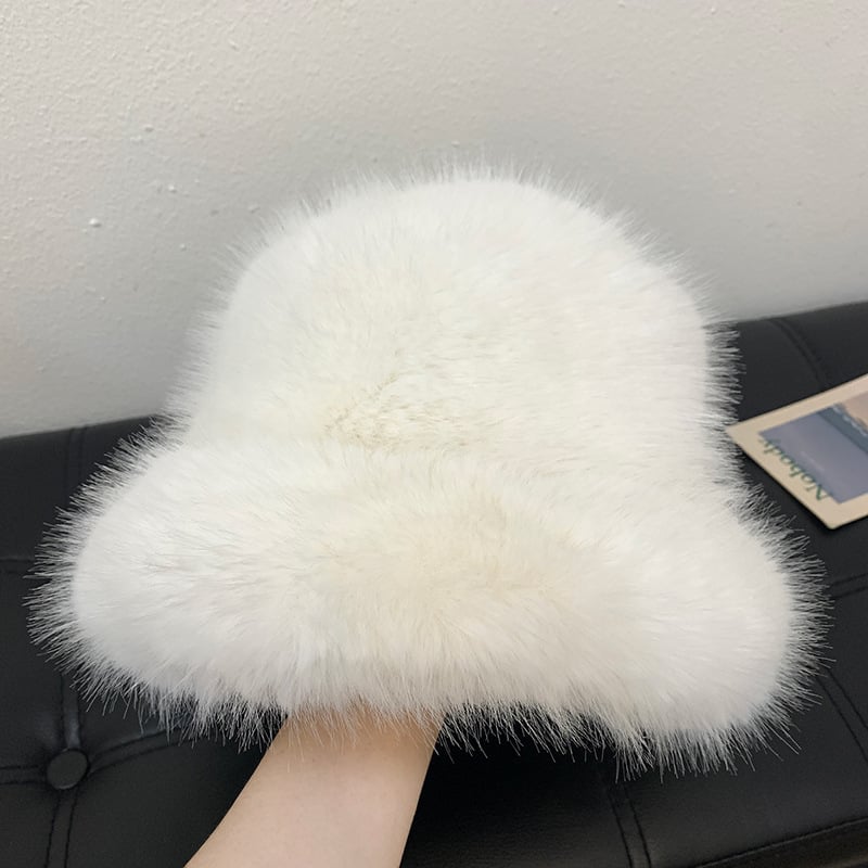 Plush Cold-proof Mink Fur Bucket Hat 1