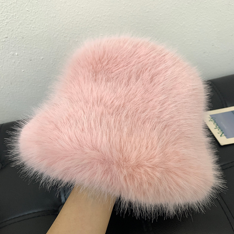 Plush Cold-proof Mink Fur Bucket Hat 7
