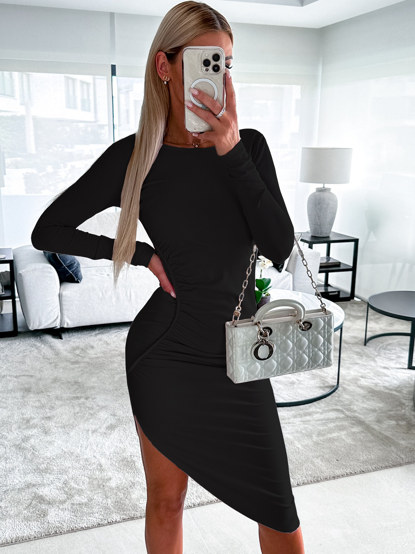Solid Color Sheath Mid-length Dress