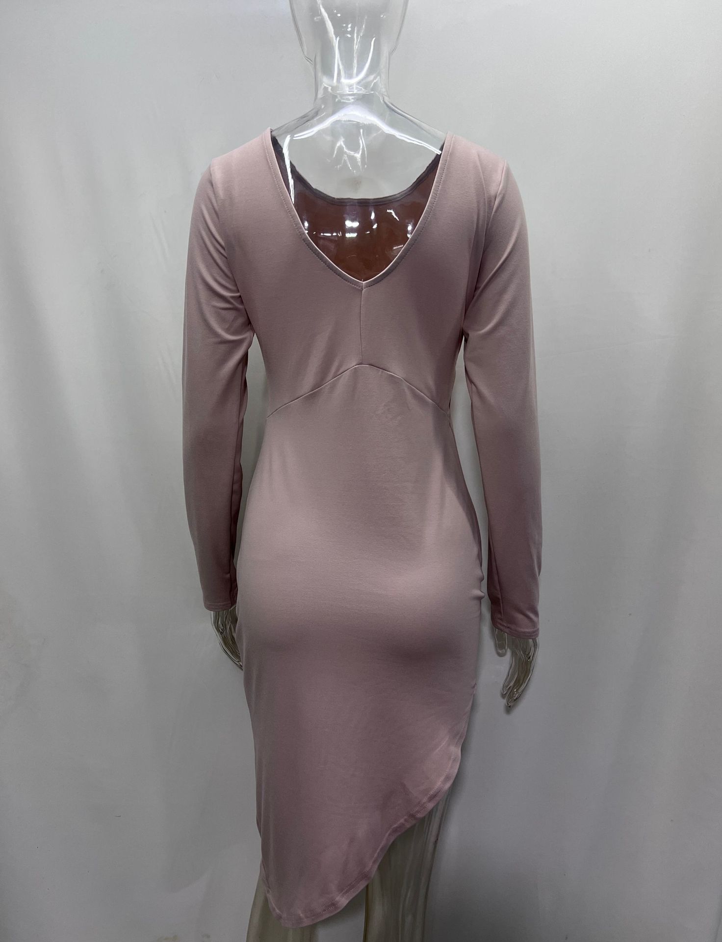 Solid Color Sheath Mid-length Dress