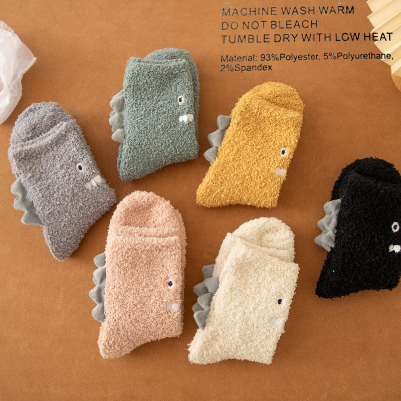 Cartoon Coral Fleece Socks Pink