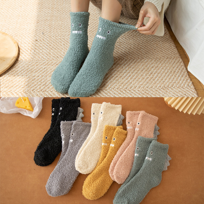 Cartoon Coral Fleece Socks White
