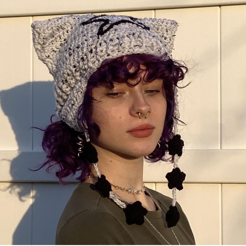 Hand Knitted Striped Woolen Cap - Image 2