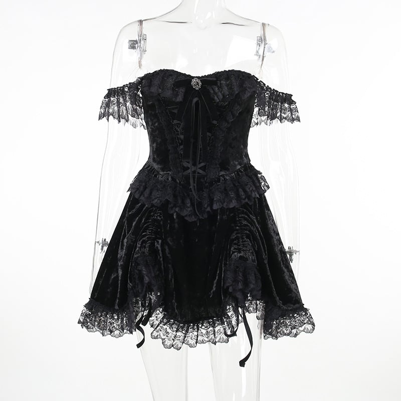 Dark Gothic Dress with Accessories