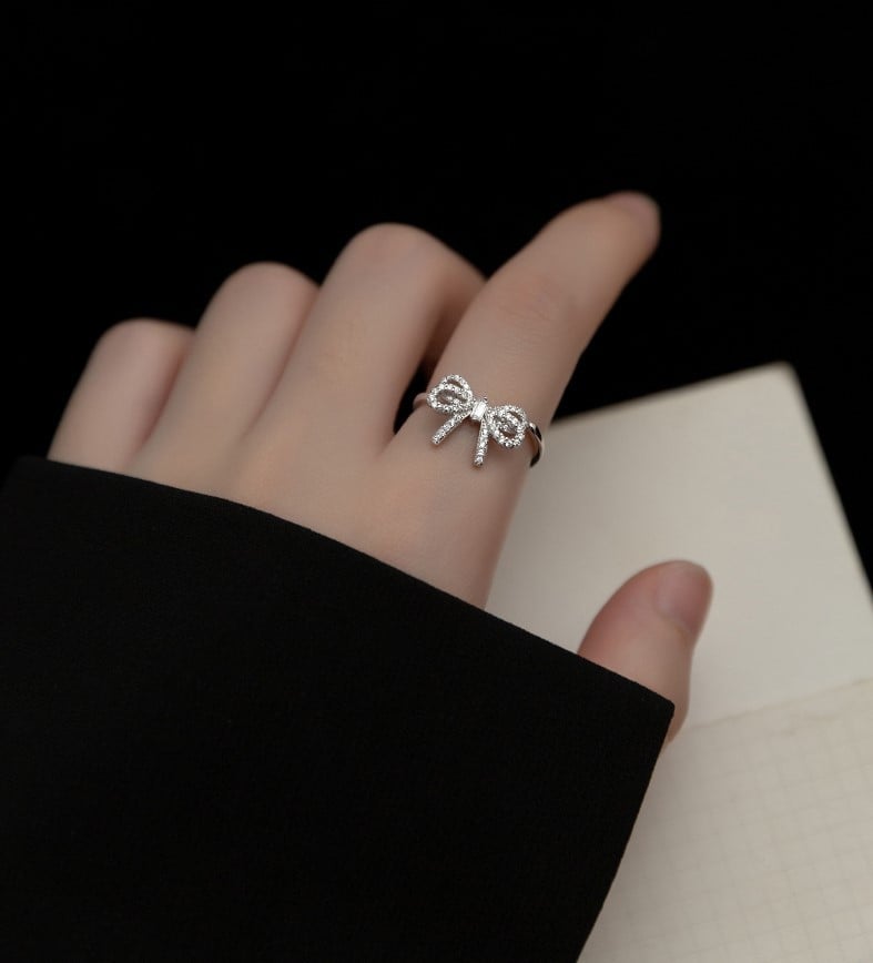 Korean Girly Diamond Studded Hollow Ring 3