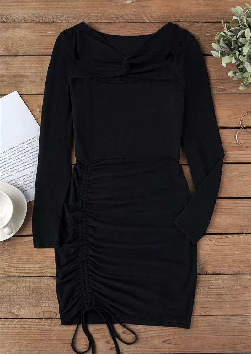 Women's V-neck Long Sleeve Narrow Dress Image 4