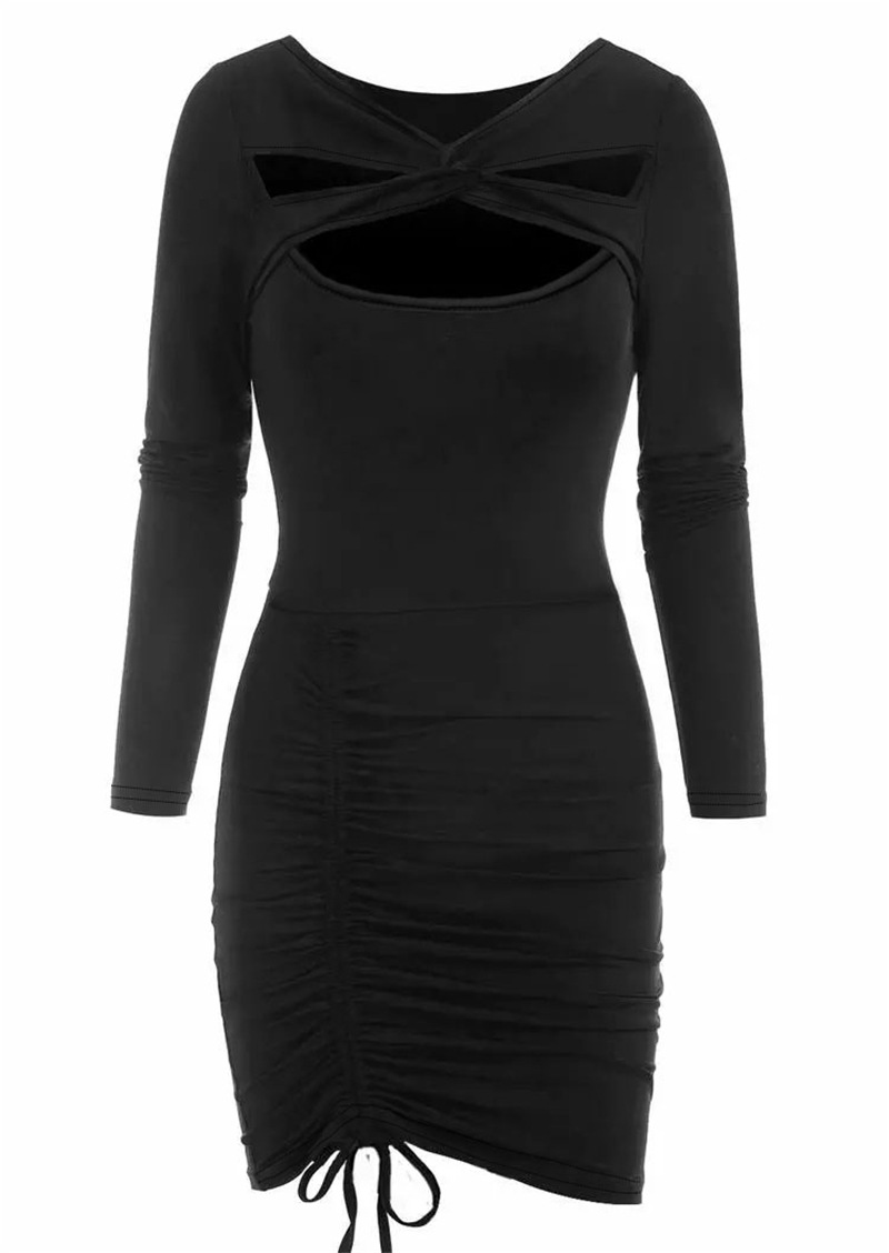 Women's V-neck Long Sleeve Narrow Dress Image 5